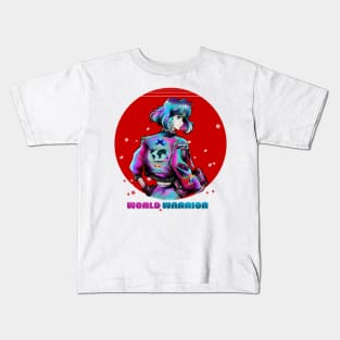 World Warrior with cherry blossoms Kids T-Shirt